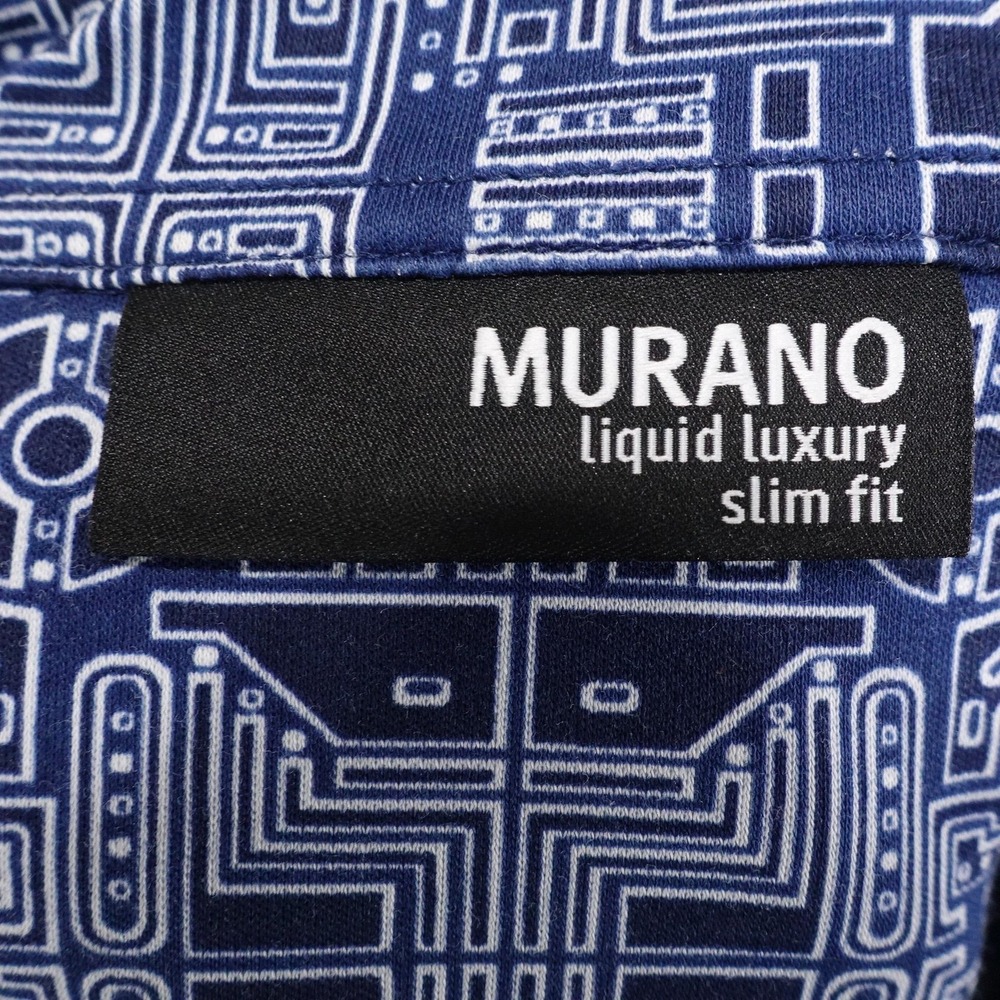 Murano Liquid Luxury Shirt M Blue Tech Circuit Print Button-Up Slim Fit View 6